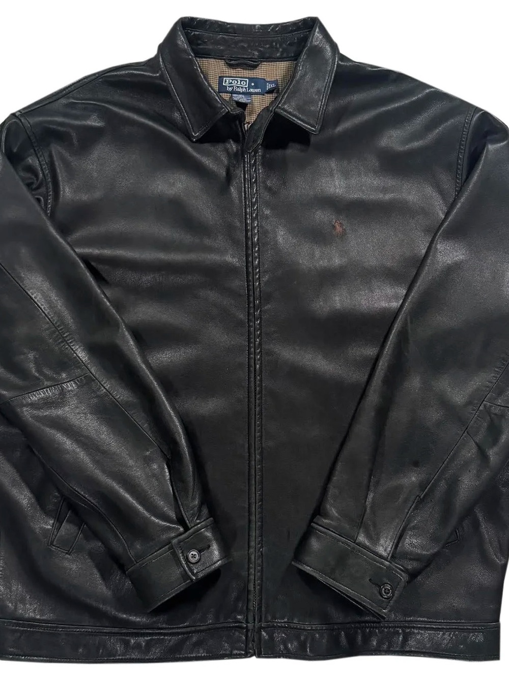 Vintage Polo Ralph Lauren Pony Black Leather Jacket (Size XL)